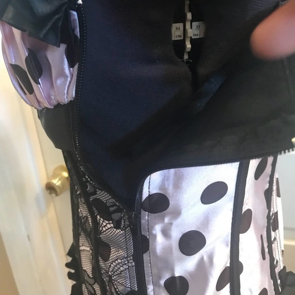 Music legs Lingerie polka dot & ruffle corset sz M  (B09) - Picture 7 of 8